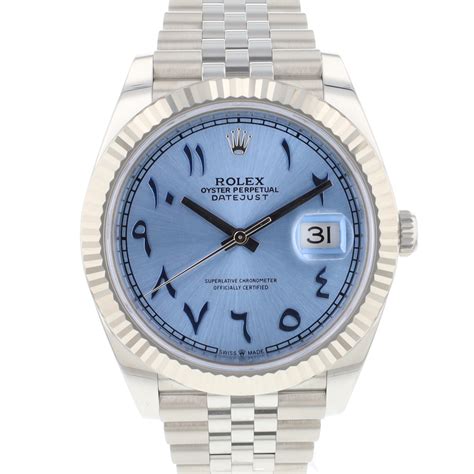 rolex datejust blue arabic dial|rolex datejust 41 arabic numerals.